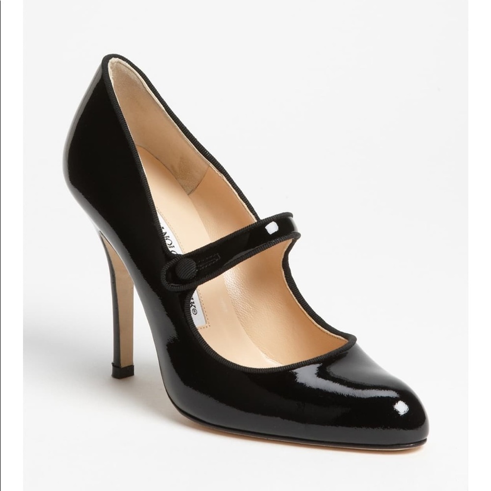 Manolo Blahnik Black Patent Leather Campy Pump 6